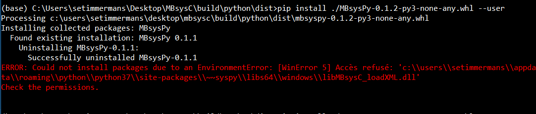 MBsysPy pip install: permission denied )
