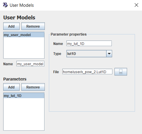 Fields a user model 1D look-up-table in MBsysPad