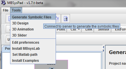 Access the symbolic generation interface via the menu Tools/Generate Symbolic Files