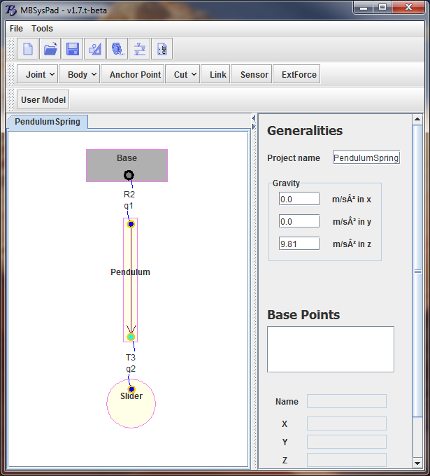 Full MBsysPad diagram of the Pendulum sping example