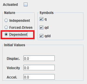 Options to set a joint as dependent