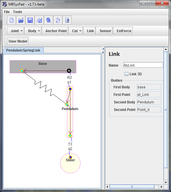 A link is added to the pendulum spring system, between the pendulum and the ground