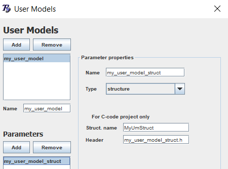 Fields a user model structure in MBsysPad
